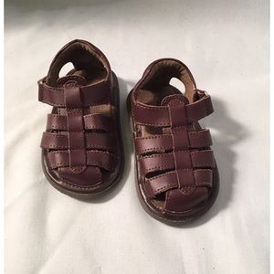 Infant L’Amour Brown Leather Fisherman Sandals